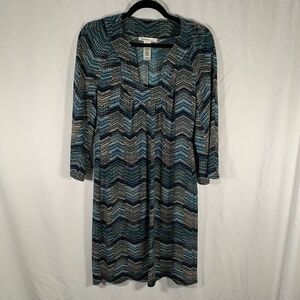 Laundry by design Dress Women's 2 Blue 3/4 Sleeve Knee Length V-neck Dress
